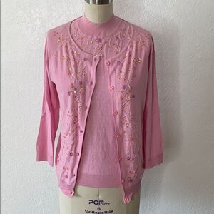 New pink silk clueless Y2K cardigan top set L